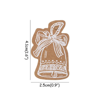 50pcs Merry Christmas Thank you Kraft Paper Tags Xmas tree Hanging Label Navidad new year Party Gift Card Decorations for Home