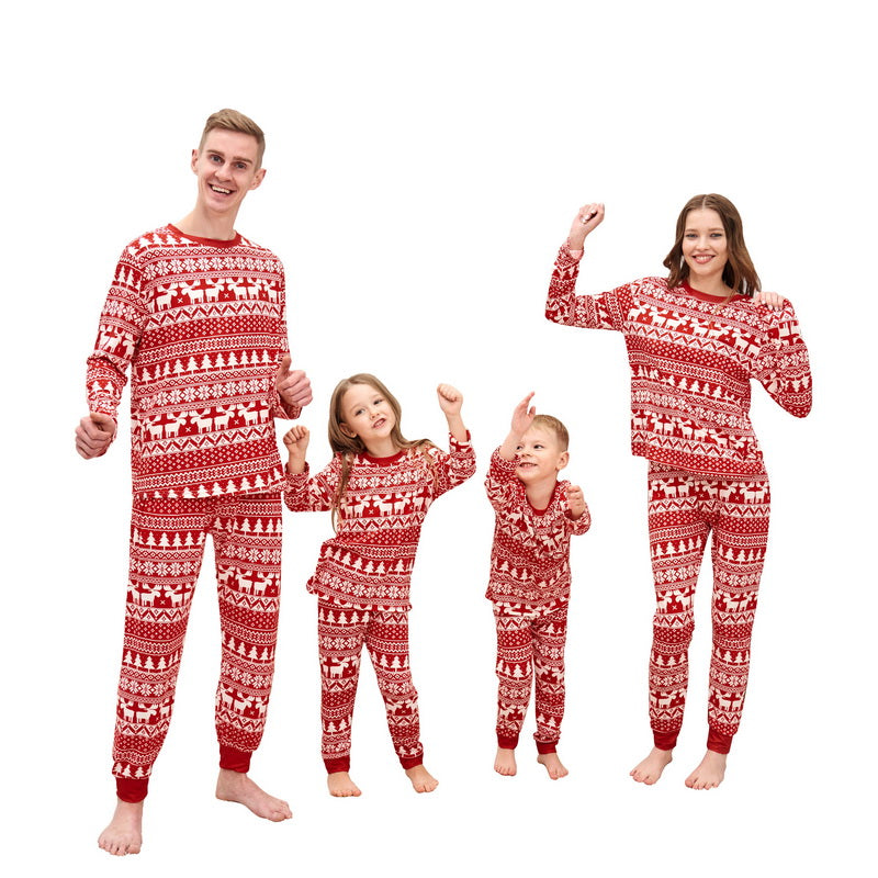 Family Christmas Pajamas 2024 Elk Print Matching Outfits Mother Daughter Look Pijama Children Pajama Set Winter Loungewear Pjs