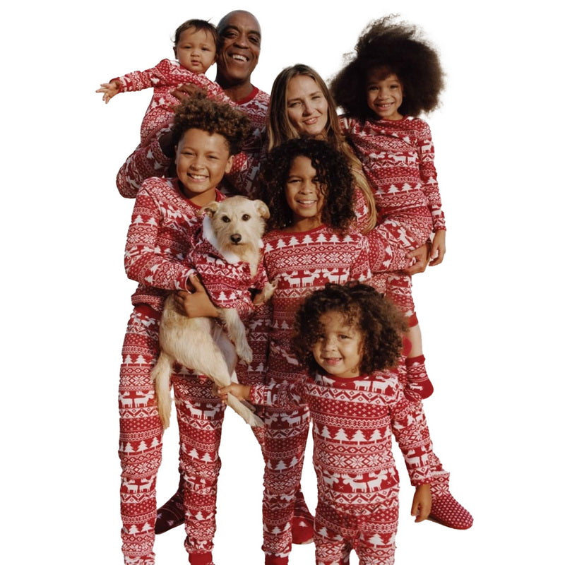 Family Christmas Pajamas 2024 Elk Print Matching Outfits Mother Daughter Look Pijama Children Pajama Set Winter Loungewear Pjs