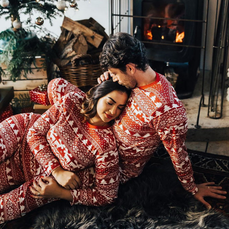 Family Christmas Pajamas 2024 Elk Print Matching Outfits Mother Daughter Look Pijama Children Pajama Set Winter Loungewear Pjs