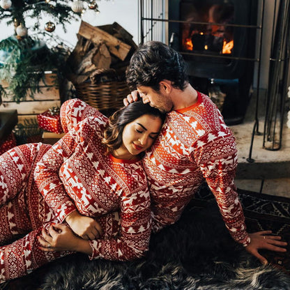Family Christmas Pajamas 2024 Elk Print Matching Outfits Mother Daughter Look Pijama Children Pajama Set Winter Loungewear Pjs