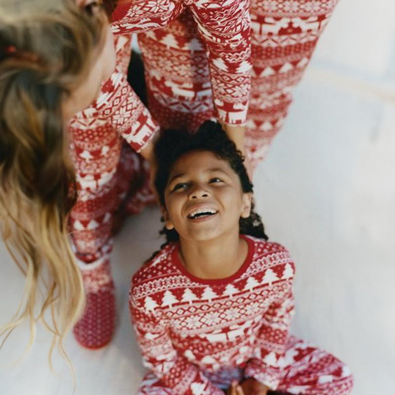 Family Christmas Pajamas 2024 Elk Print Matching Outfits Mother Daughter Look Pijama Children Pajama Set Winter Loungewear Pjs