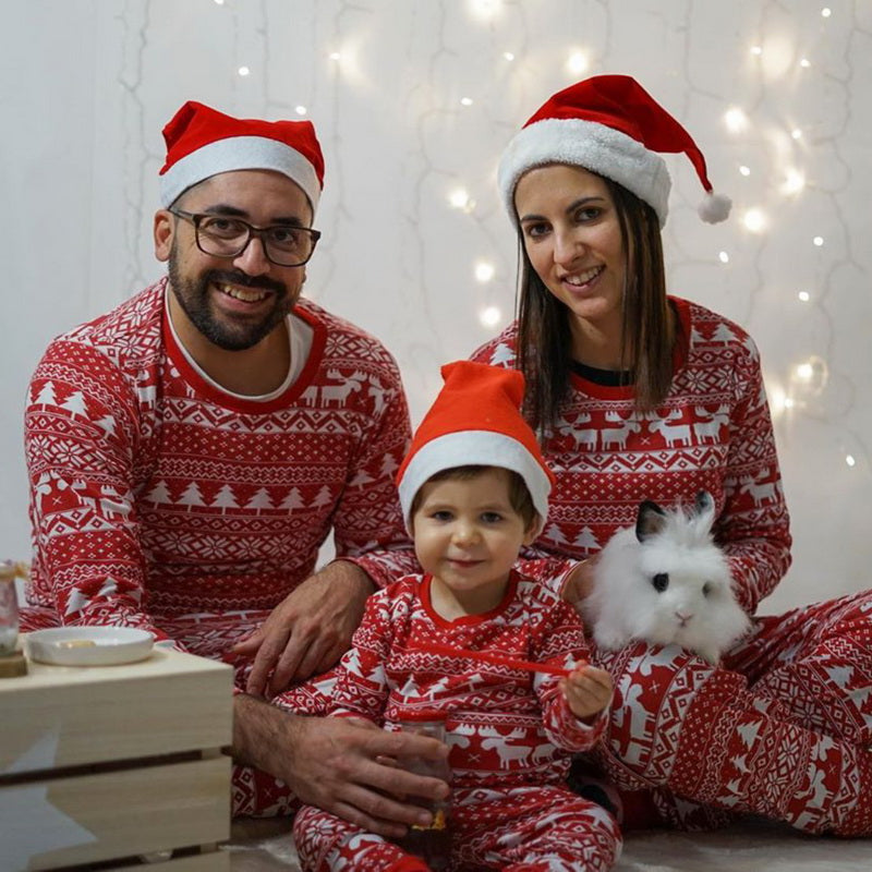 Family Christmas Pajamas 2024 Elk Print Matching Outfits Mother Daughter Look Pijama Children Pajama Set Winter Loungewear Pjs