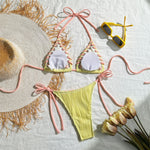 2025 Halter Wrinkled Weave Bikini Women Swimwear Female Swimsuit Two Pieces Bikini Set Brazilian Bathing Suit Swim Beach Wear