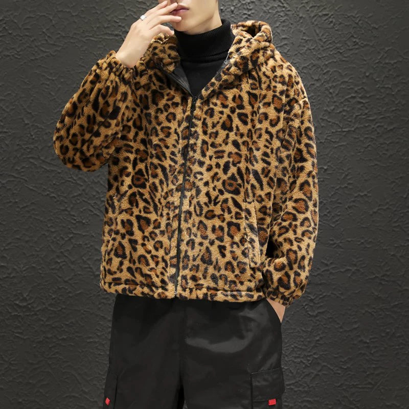 2023 Fall/winter Leopard Print Jacket Loose and Comfortable Cotton-padded Jacket Fashion Men's and Women's Autumn Warm Jacket