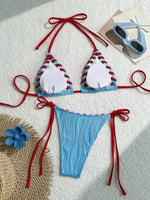 2025 Halter Wrinkled Weave Bikini Women Swimwear Female Swimsuit Two Pieces Bikini Set Brazilian Bathing Suit Swim Beach Wear