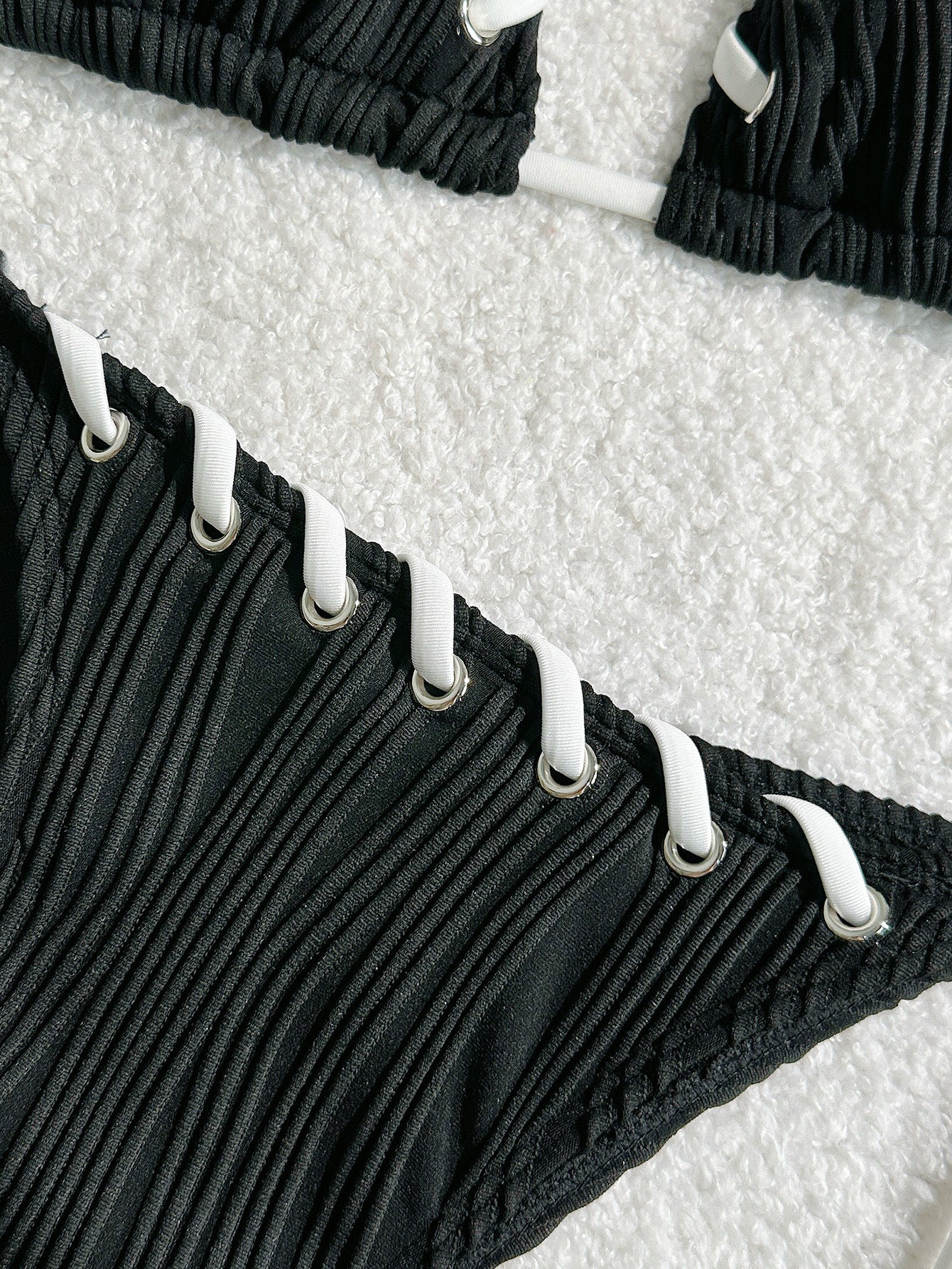 2025 Halter Wrinkled Weave Bikini Women Swimwear Female Swimsuit Two Pieces Bikini Set Brazilian Bathing Suit Swim Beach Wear