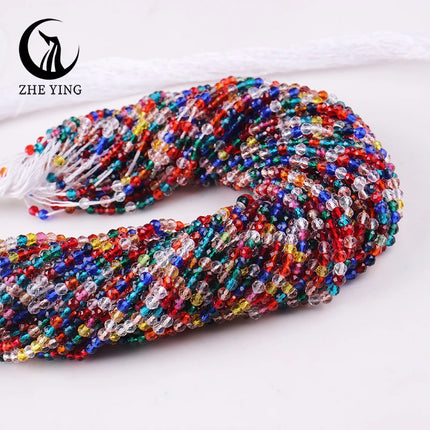 Zhe Ying 10strands/lot Tea Color Glass Beads Hydro Round Micro Faceted Crystal Loose Beads for Bracelet Necklace Accessories