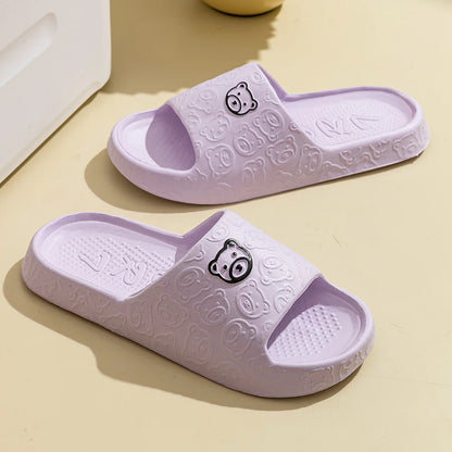 Fashion Women's Slippers Indoor Soft Sole Cartoon Bear Print Slides Bathroom EVA Indoor Men Summer Outdoor Cool Shoes Couple