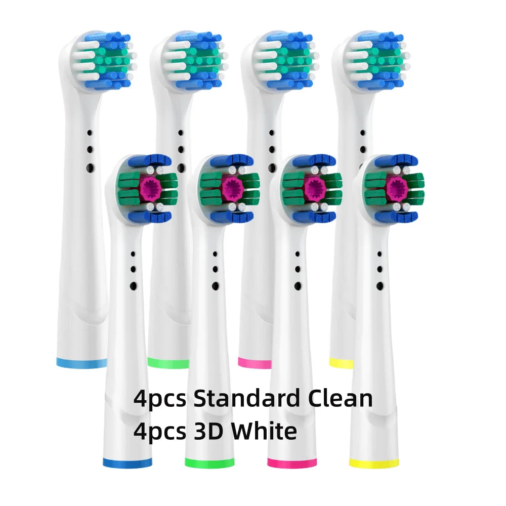 4/8PCS Replacement Brush Heads for Oral B Electric Toothbrushes Floss Cross Action 3D Pro White Precision Standard Daily Clean