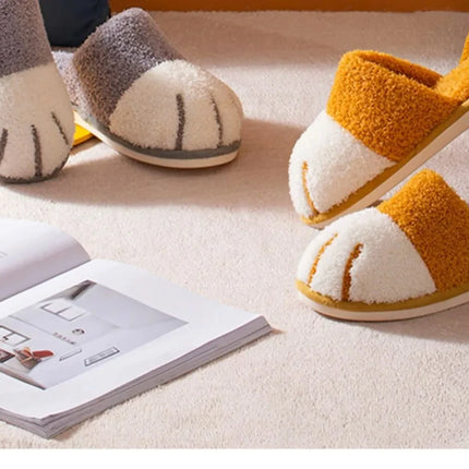 Pallene Winter Plush Slippers For Women Warm Cute Cat Paw Designer House Fur Slippers Indoor Bedroom Lovers Indoor Fluffy Shoes