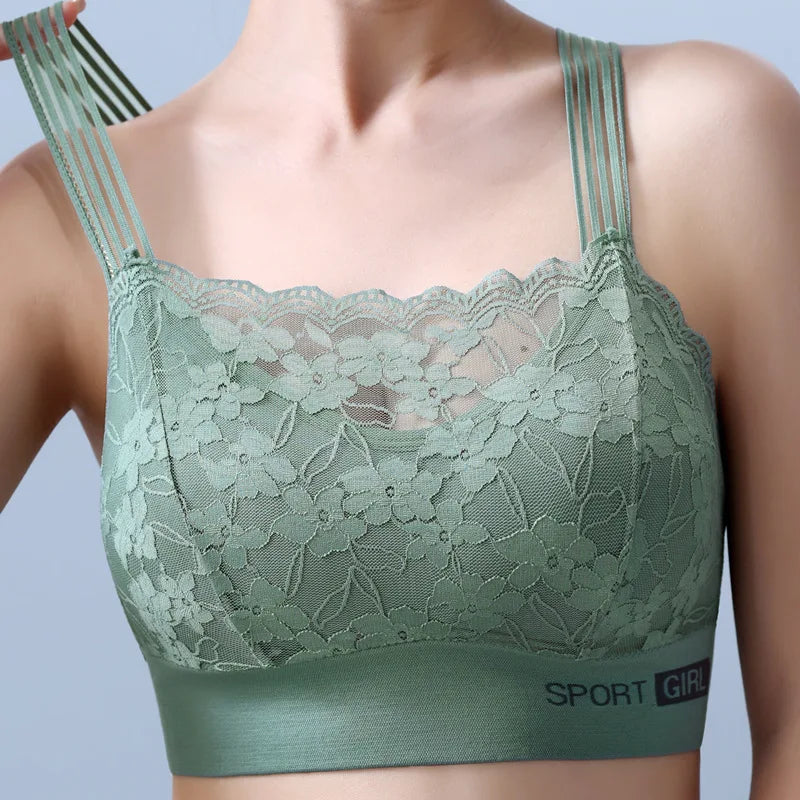 Sexy Lace Seamless Large Size Women's Bra Comfortable Breathable Sports Beauty Back Vest Sleep Gathered Wrapped Chest Tube Top