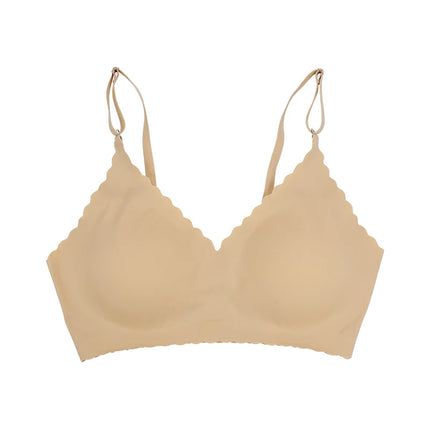 Hot Sale 9 Colors Comfy Bra WireFree Padded Wavy Edge Korea Laser Cutting Invisible Yoga Wear Ladies Bra Seamless Women Bra