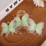 Light Blue/Pink Sheer Butterfly Claw Clip | Pearl Rhinestone Fairycore Hair Grabber | Elegant Romantic Hair Accessory