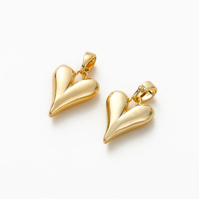 4Pcs Heart Pendants 18K Gold Plated Brass 11*15mm Love Shape Charms Pendan for DIY Necklace Jewelry Making Supplies