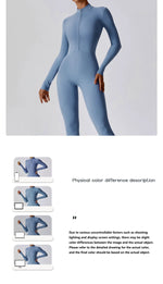Yoga Boilersuit Long Sleeved Women's Sportswear Gym Zipper Jumpsuits Workout High-intensity Fitness One-piece Skin-tight Garment