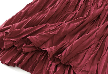 UCXQ Simple Luxury Multi Solid Colors Pleated Skirt For Women's Large Hem Folds A-line Skirts Female 2024 Spring Autumn 23A7004