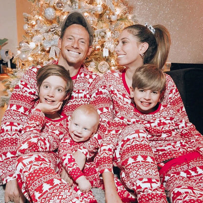 Family Christmas Pajamas 2024 Elk Print Matching Outfits Mother Daughter Look Pijama Children Pajama Set Winter Loungewear Pjs