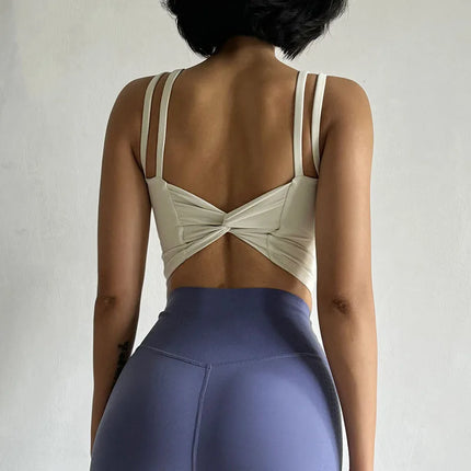 Women's Sports Bras Fitness Top, Sexy Lingerie, Push Up Fixed Pad, Yoga Bra, Back knotted Underwear, Running Vest, Gym Tops