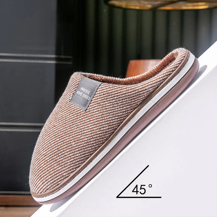 2024 Trend Men Slippers Winter Warm Cotton Slippers Male Flats Soft Non-slip Slides Household Indoor Slippers Large Size 40-51