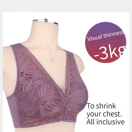 Soft cotton cups before the zipper in the elderly underwear breathable women without steel ring tank top lace large size bra