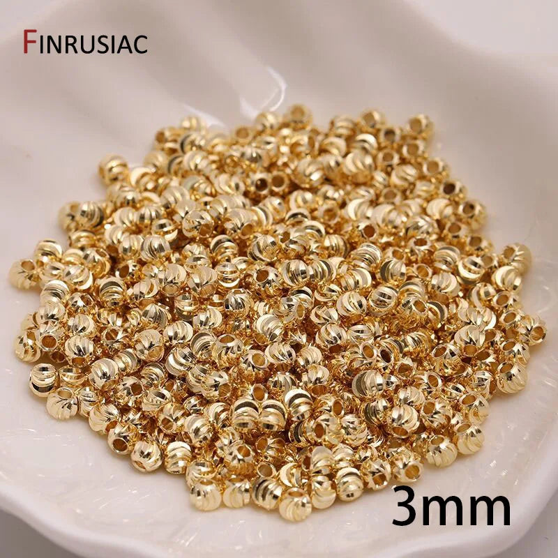 18K Gold Plated Brass Spacer Beads For Jewelry Making Materials,Separators For Beads, Striped Cut Flower Beads For Needlework