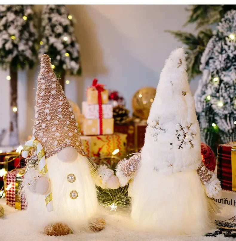 1~4pcs 2024 Christmas Doll Elf Knitted Gnome with Led Night Light Christmas Decorations for Home Xmas Navidad New Year 2025 Gift