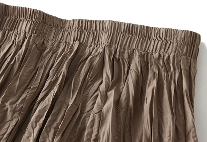 UCXQ Simple Luxury Multi Solid Colors Pleated Skirt For Women's Large Hem Folds A-line Skirts Female 2024 Spring Autumn 23A7004
