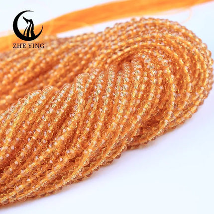 Zhe Ying 10strands/lot Tea Color Glass Beads Hydro Round Micro Faceted Crystal Loose Beads for Bracelet Necklace Accessories