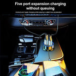 250W PD Car Charger QC3.0 Fast Charge One to Six Car Cigarette Lighter Plug 5 Port Car Charger Flash Charge with Digital Display