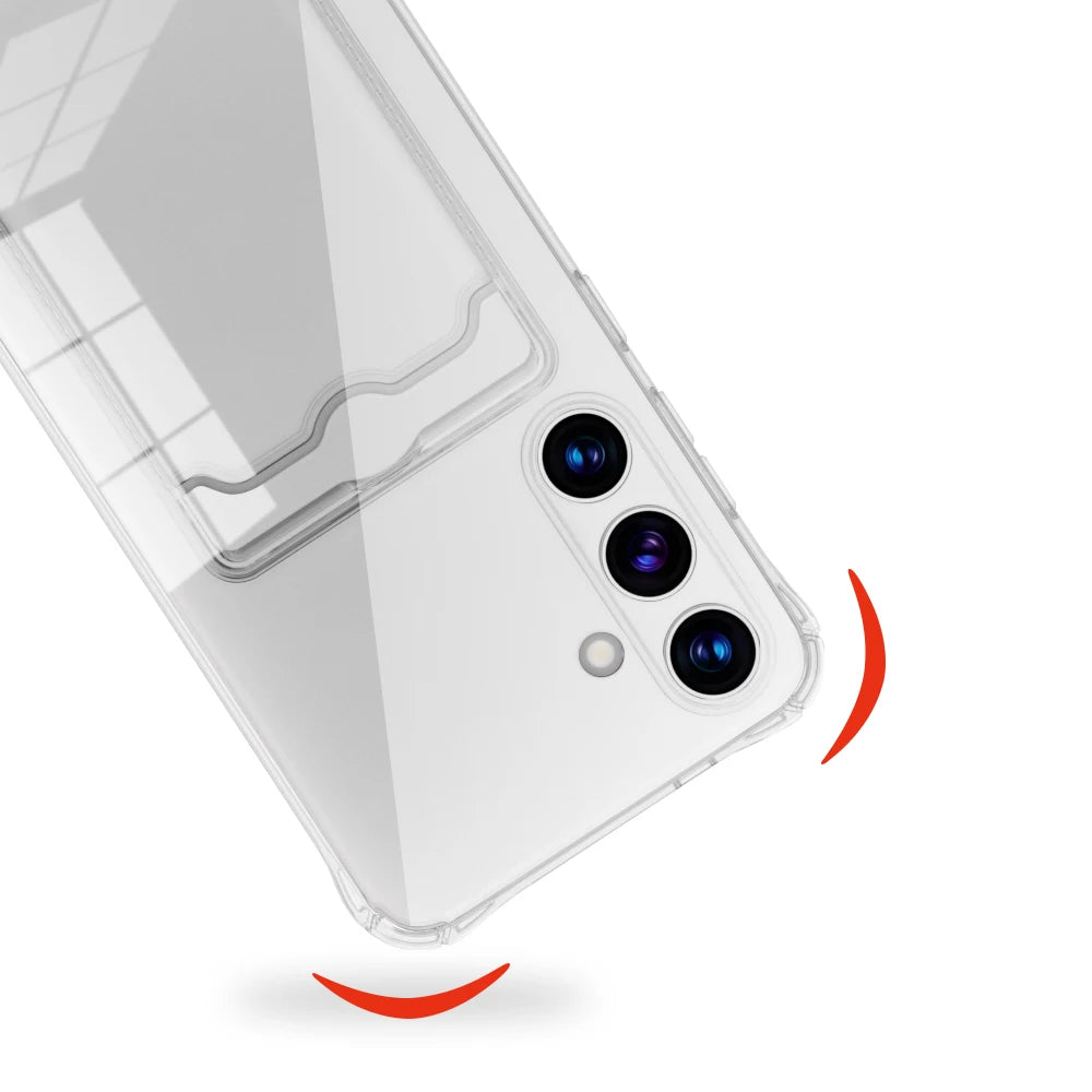 Transparent Card Slot Silicone Case For Samsung Galaxy S25 S24 S23 S22 S21 Plus Note 20 Ultra S20 FE Protection Cover