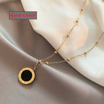 Classic Fashion Stainless Steel Roman Digital Wafer Pendant Necklace 2025 Fashion Jewelry Christmas Party Women's Sexy Necklace