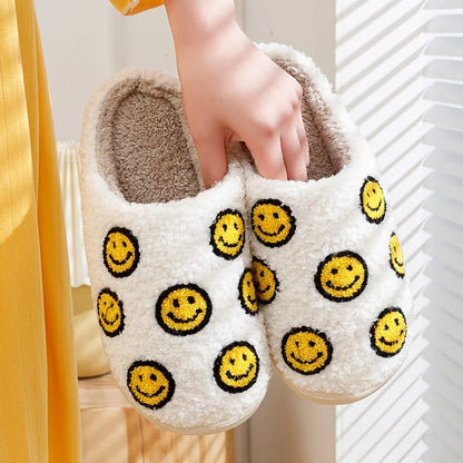 Little Cute Smile Women Slippers Houseshoes House Smile Face Ladies Indoor Winter Fluffy Cozy Home Comfy Shoes
