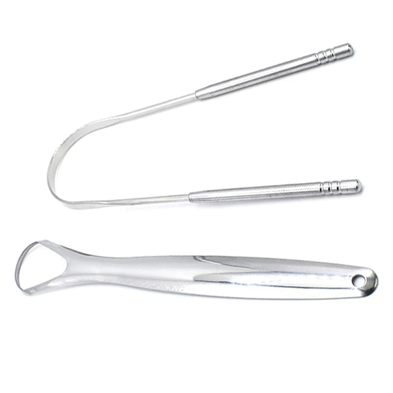 2Pcs Tongue Scraper Stainless Steel Tongue Cleaner Oral Care Hygiene Scraper Dental Oral Care Hygiene Health Care Tool