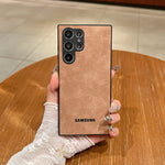 Full Lens Protector Case Samsung Galaxy S25 S24 S23 FE S22 S21 Ultra Plus Sheepskin Leather Back Cover Soft Lambskin Shockproof