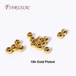 18K Gold Plated Separators For Bead,Spacers Beads For Jewelry Making,Brass Metal Round Beads,DIY Bracelets/Necklace Accessories
