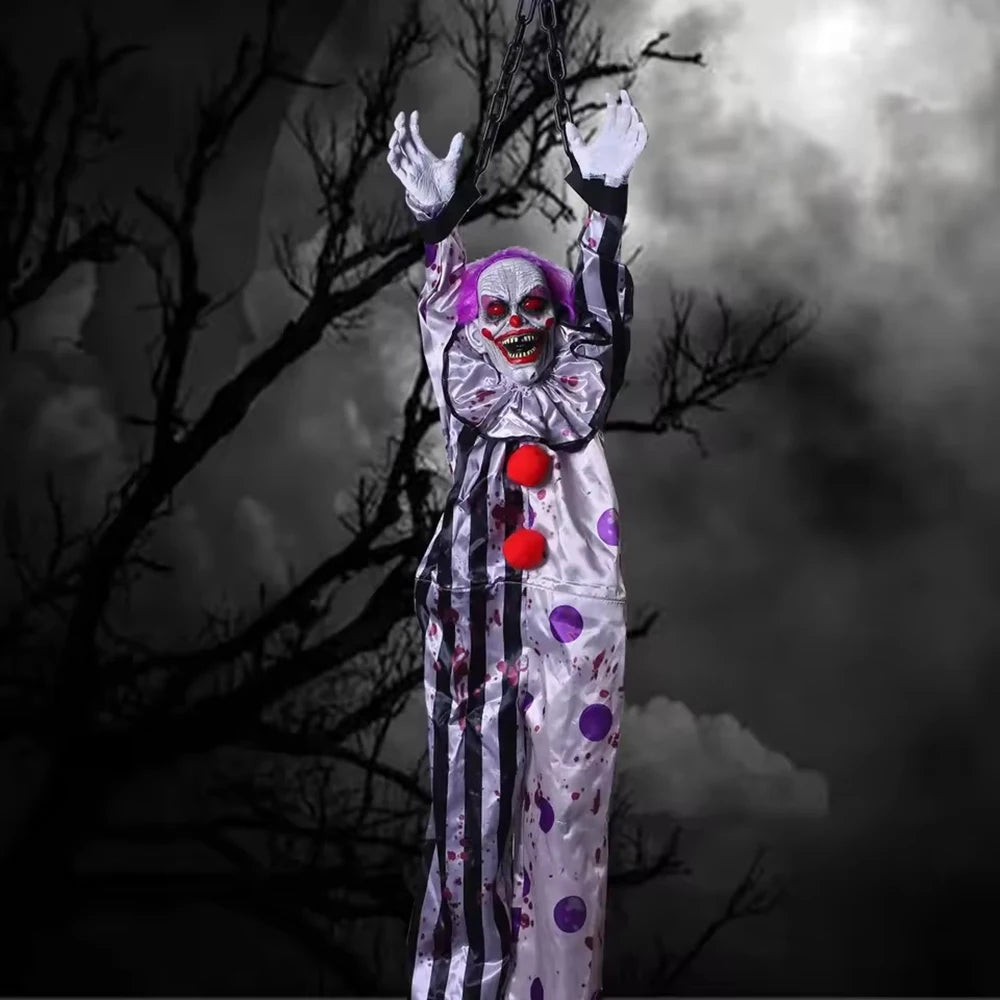 Halloween Decorations Electric Voice-activated Hanging Ghost Clown Hanging Ghost Haunted House Horror Decoration Props