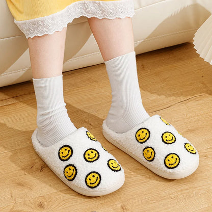 Little Cute Smile Face Slippers Houseshoes Women's House Smile Ladies Indoor Winter Fluffy Cozy Home Comfy Women Shoes