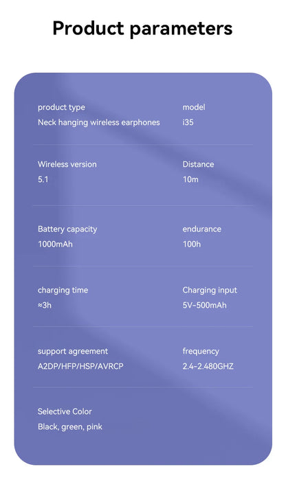 200 Hour Play XIAOMI i35 Neckband Wireless Earbuds Bluetooth5.3 Stereo Earphones Noise Reduction Sport Neckband Headset