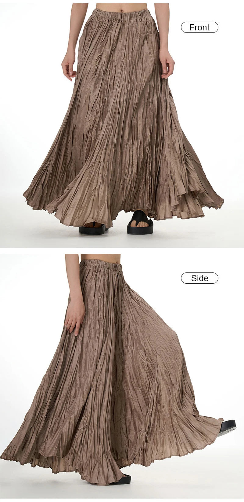 Casual Womens Solid A-Line Long Skirt Tulle High Waist Pleated Y2K Skirt Elegant Ladies Wild Dating Maxi Skirts Drop Streetwear