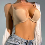 Push Up Bras Backless Women's Bra Low Cut Sexy Gather Brassiere Open Back Wedding Underwear Invisible Seamless Deep V Lingerie