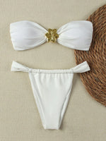 "2025 Sexy Bandeau Push-Up Bikini Set - Brazilian Thong Swimwear for Women"