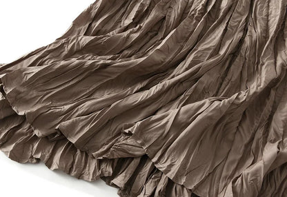 UCXQ Simple Luxury Multi Solid Colors Pleated Skirt For Women's Large Hem Folds A-line Skirts Female 2024 Spring Autumn 23A7004