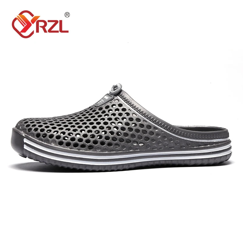 YRZL Men Summer Shoes Sandals Men's Holes Sandals Hollow Breathable Flip Flops Clogs Shoes Fashion Beach Slippers Big Size 45