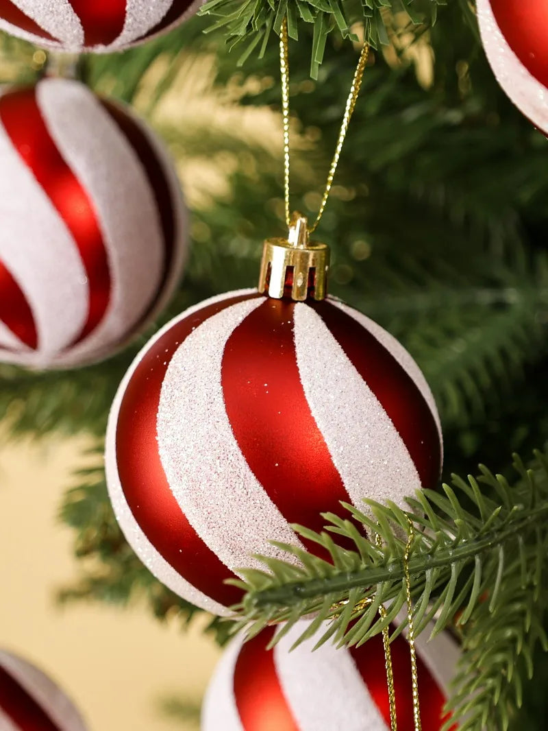 24/6Pcs Glitter Christmas Balls Christmas Ornaments Set  Xmas Tree Hanging Pendant Home Festive Party Decoration Supplies 6cm
