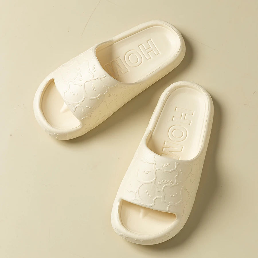 Summer Cute Bear Printting Women Slippers Indoor Bathroom Non-slip Thick Soft Sole Sandals Exquisite Beach Cool Outdoor Shoes
