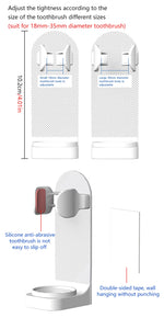 Adjustable Toothbrush Holder Electric Toothbrush Base Silicone Non-slip Wall Mount Brush Body Rack Adapt 99%