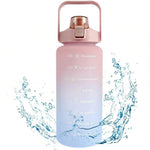 2L Water Bottle Motivational Water Bottle with Time & Capacity Marker BPA-Free Sports Water Cup Fitness Gym Running Exercise