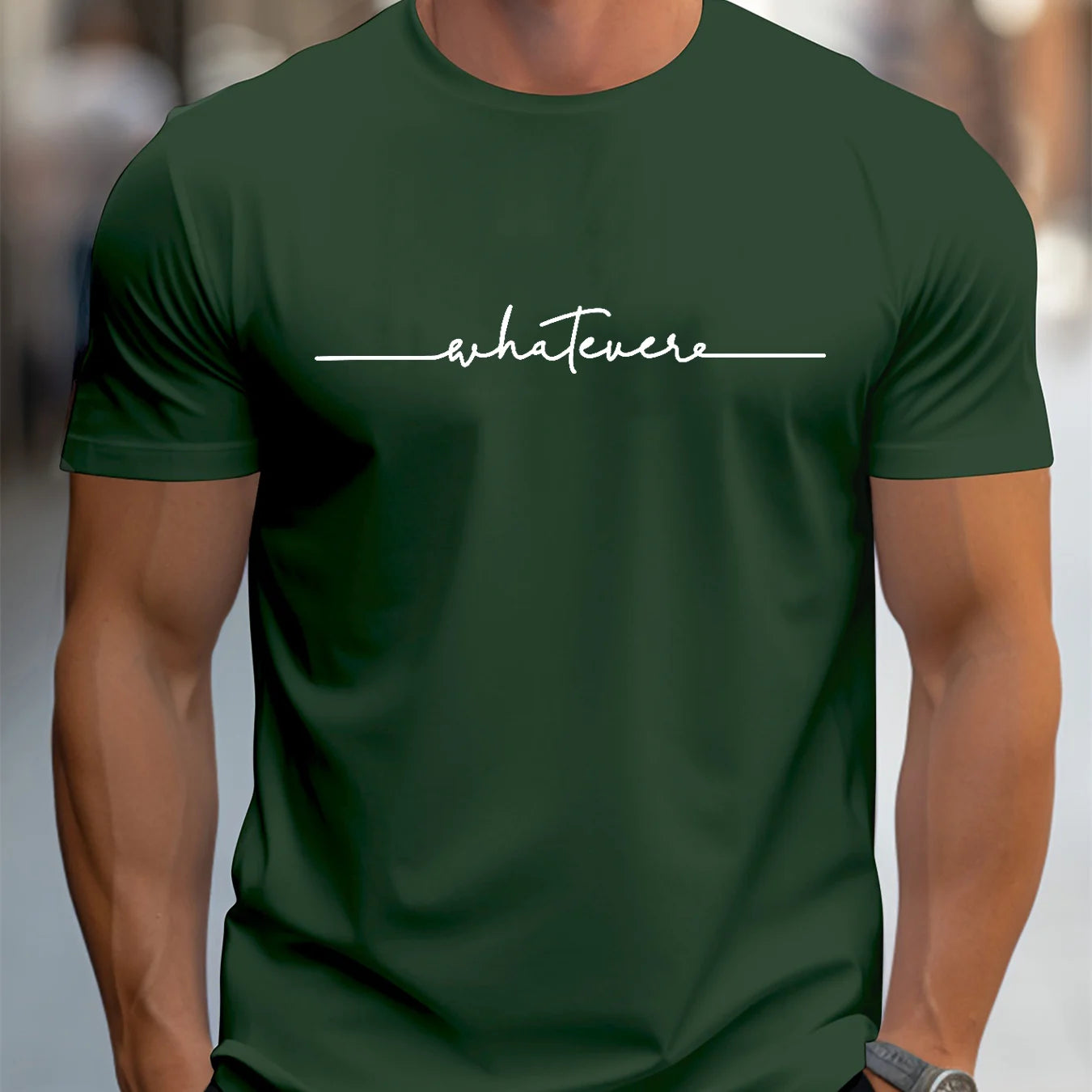 Men's Summer Casual Loose Size 100% Cotton Letter Print Round Neck Short Sleeve T-shirt Top