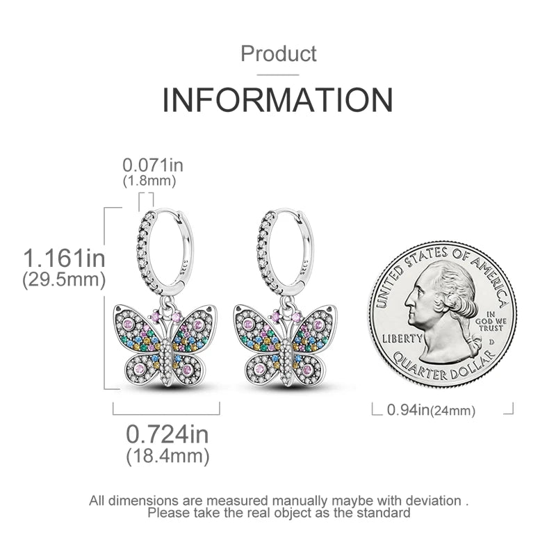Genuine 925 Sterling Silver Love Feather Earrings Fit Original Charms Hoop  For Women girls Stud Earring Fine Jewelry Gifts